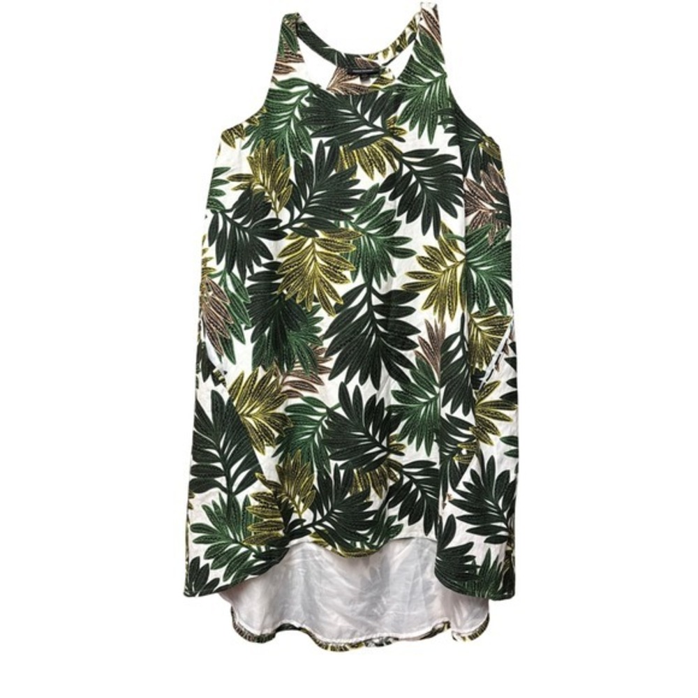 Ashley Stewart Women 22Plus Linen Dress Palms Boho Summer LagenlookCoastal Beach